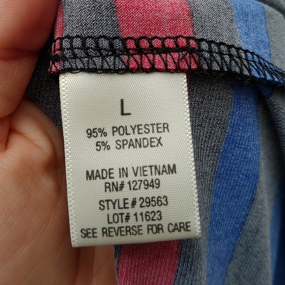 Emma & Michele Multicolor Striped Shift Dress Blue Red Black 3/4 Sleeves Stretch - Picture 12 of 14